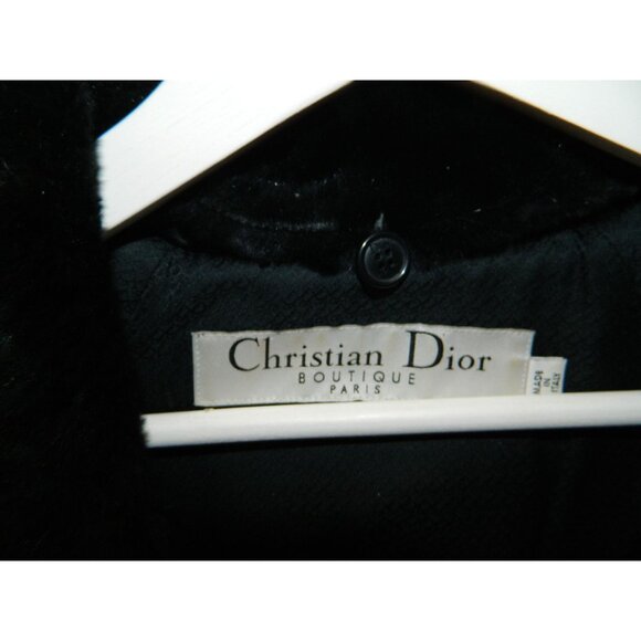 Christian Dior Black Satin & Faux Fur Cropped Jacket Size 6 Made In Italy - Picture 2 of 16